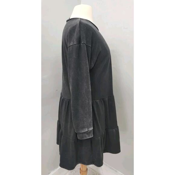 Wild Fable Gray Tiered Drop Shoulder Short Dress Xl Sweatshirt Boho - Picture 4 of 11